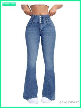 High Waisted Flare Jeans Wide Leg Bell Bottoms Denim Pants